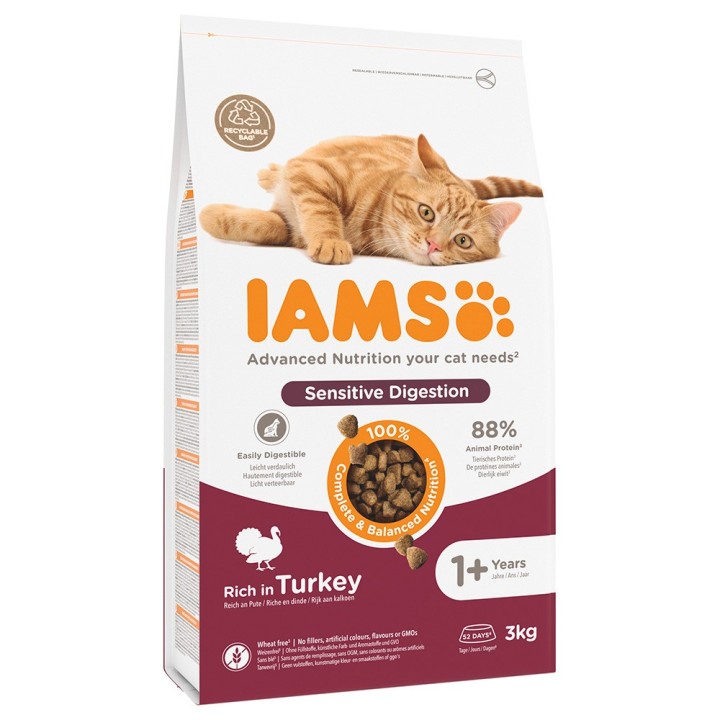 IAMS Advanced Nutrition Sensitive Digestion mit Pute - 3 kg