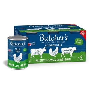 BUTCHER'S Original Tripe Gemischte Geschmacksrichtungen mit Rinderpansen 6x400 g Pastete mit Pansen, Huhn und Rindfleisch für