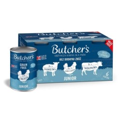 BUTCHER'S Original Junior Recipe in jelly Gemischte Geschmacksrichtungen 6x400 g Geleestücke mit Lamm, Huhn und Rind für Welp