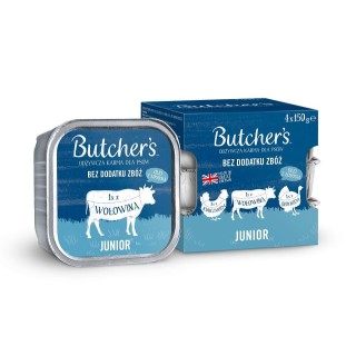 BUTCHER'S Original Junior Gemischte Geschmacksrichtungen 4x150 g Hühner-, Rinder- und Putenpastete für Welpen