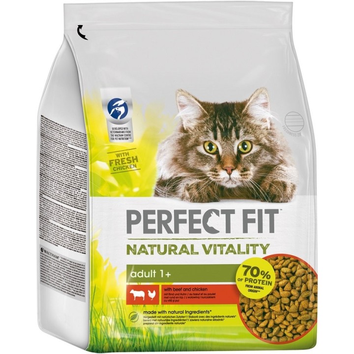 PERFECT FIT Natural Vitality 2,4kg: Trockenfutter mit Rind und Huhn für adulte Katzen