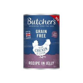 BUTCHER'S Originalrezept in Gelee, Hundefutter, Stücke mit Huhn in Gelee, 400g