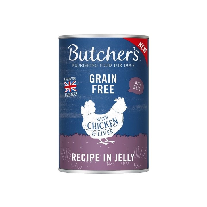 BUTCHER'S Originalrezept in Gelee, Hundefutter, Stücke mit Huhn in Gelee, 400g