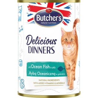 BUTCHER'S Delicious Dinners Katzenfutter, Stücke mit Seefisch in Gelee 400g