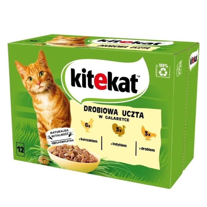 KITEKAT 12x85g Katzennassfutter mit Huhn, Pute, Geflügel