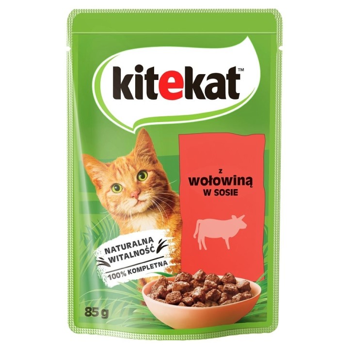KITEKAT 85g: Rind in Soße für adulte Katzen