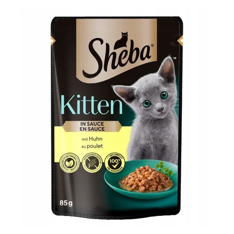 SHEBA Kitten Beutel 85 g: Nassfutter für Kätzchen mit Hühnerstücken in Sauce