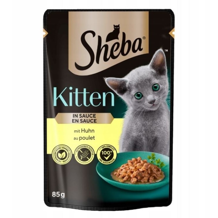 SHEBA Kitten Beutel 85 g: Nassfutter für Kätzchen mit Hühnerstücken in Sauce
