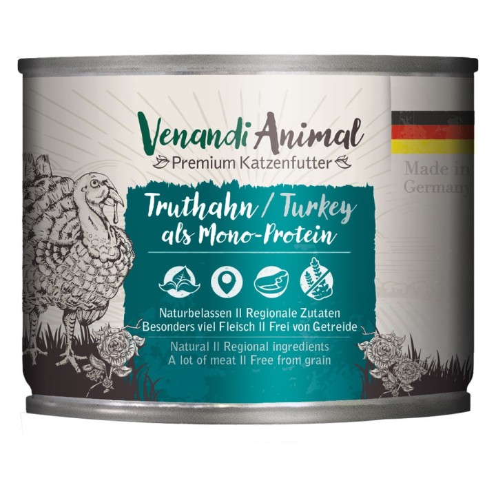 Sparpaket Venandi Animal Monoprotein 24 x 200 g - Truthahn