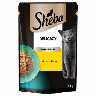 SHEBA Delicacy 85g :Nassvollnahrung für adulte Katzen mit Hühnerstücken in Gelee