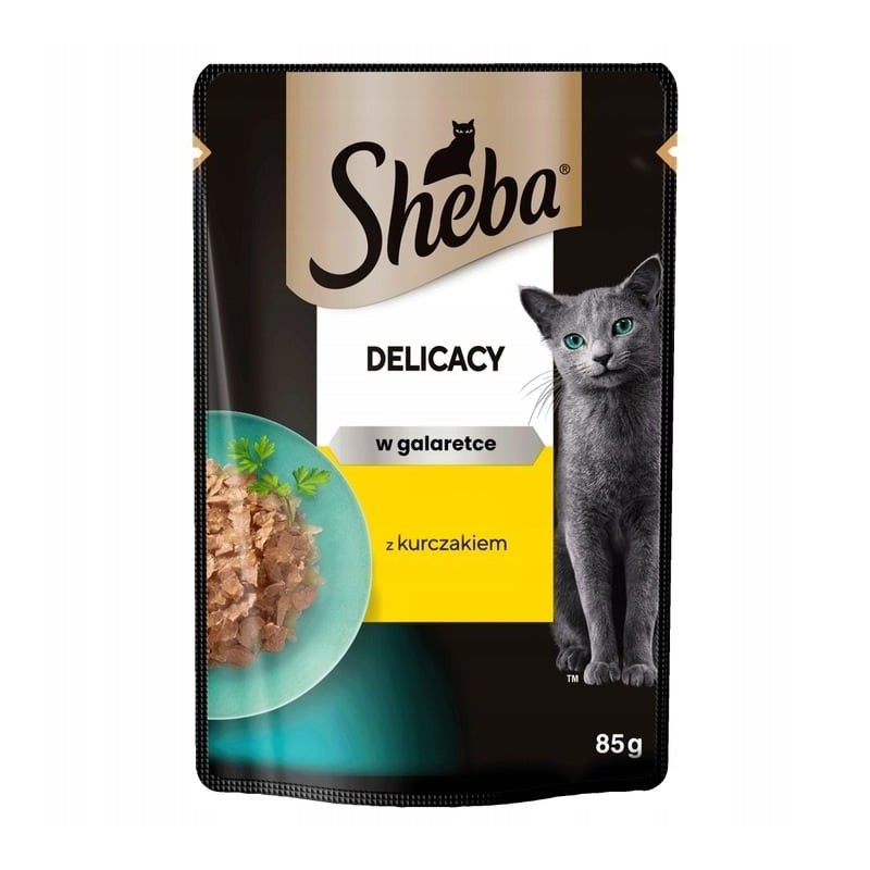 SHEBA Delicacy 85g :Nassvollnahrung für adulte Katzen mit Hühnerstücken in Gelee