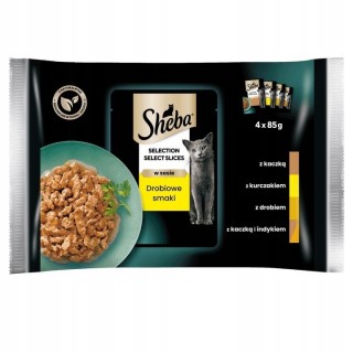 SHEBA Selection Select Slices 4x85g: Nassfutter mit Ente, Huhn, Geflügel, Ente und Truthahn für Katzen
