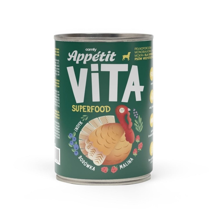 COMFY APPETIT VITA Superfood Indyk 400g Monoprotein-Hundefutter