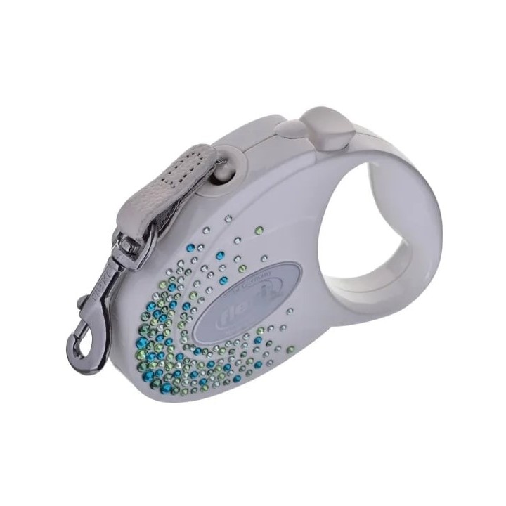 FLEXI automatische Hundeleine Glam Splash Leaf S Tape 3m weiß