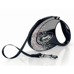 FLEXI Automatik Hundeleine Glam Splash Crystal M Tape 5m schwarz