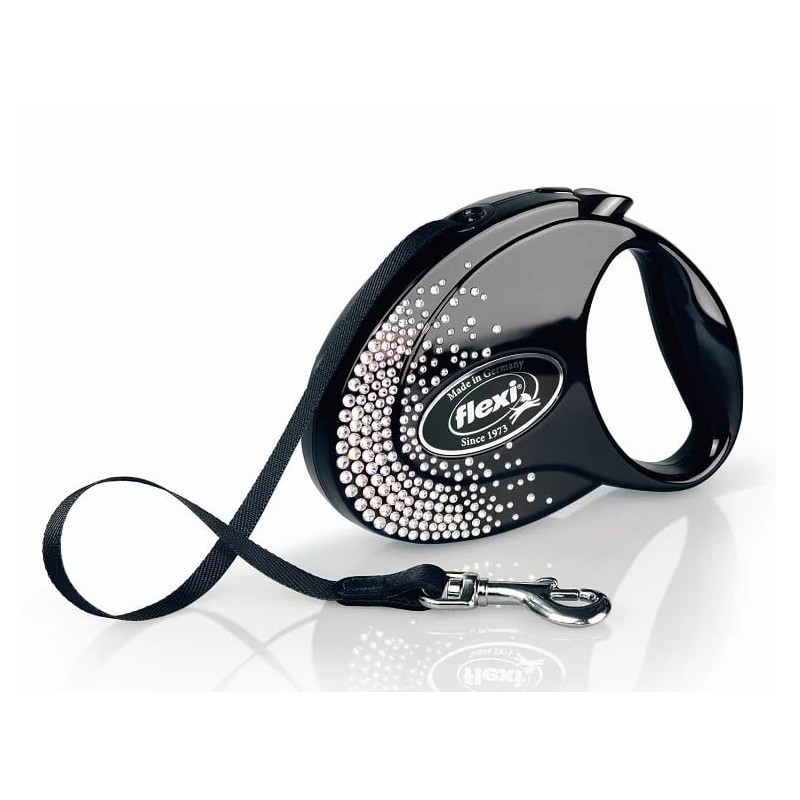 FLEXI Automatik Hundeleine Glam Splash Crystal M Tape 5m schwarz