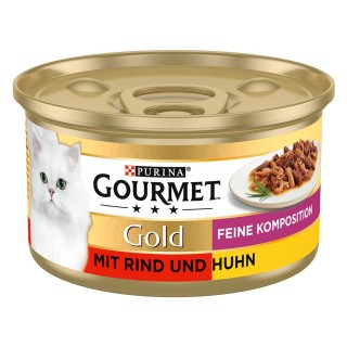 Gourmet Gold Feine Komposition 12 x 85 g - Rind & Huhn
