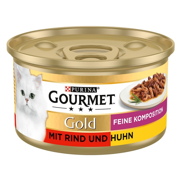Gourmet Gold Feine Komposition 12 x 85 g - Rind & Huhn
