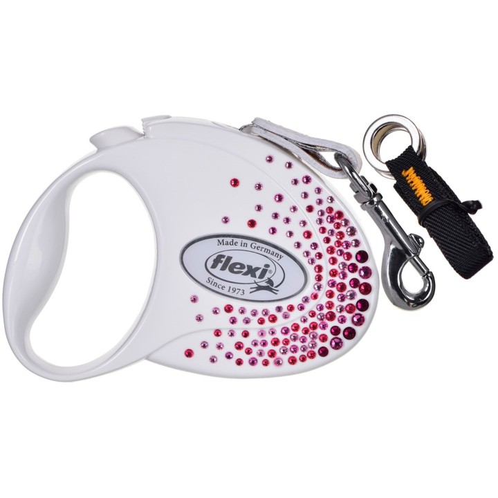 FLEXI automatische Hundeleine Glam Splash Pink M Tape 5m weiß