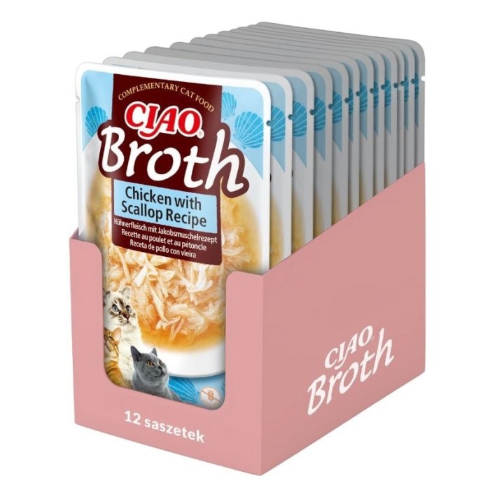 INABA CIAO Broth Hühner- und Jakobsmuschelbouillon für Katzen 12x40g