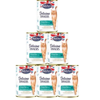 BUTCHER'S Delicious Dinners, Nassfutter mit Meeresfisch in Gelee 6x400g