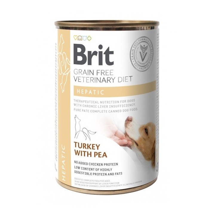 BRIT Veterinary Diet Hepatic Turkey, Pea Nassfutter für Hunde 400g
