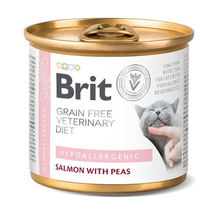 BRIT Veterinary Diet Hypoallergenic Salmon&amp,Pea Nassfutter für Katzen 200 g