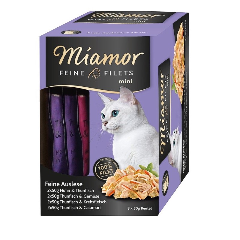 MIAMOR Feine Filets Mini Multibox in Gelee 8 x 50 g Huhn und Thunfisch