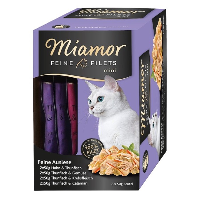 MIAMOR Feine Filets Mini Multibox in Gelee 8 x 50 g Huhn und Thunfisch