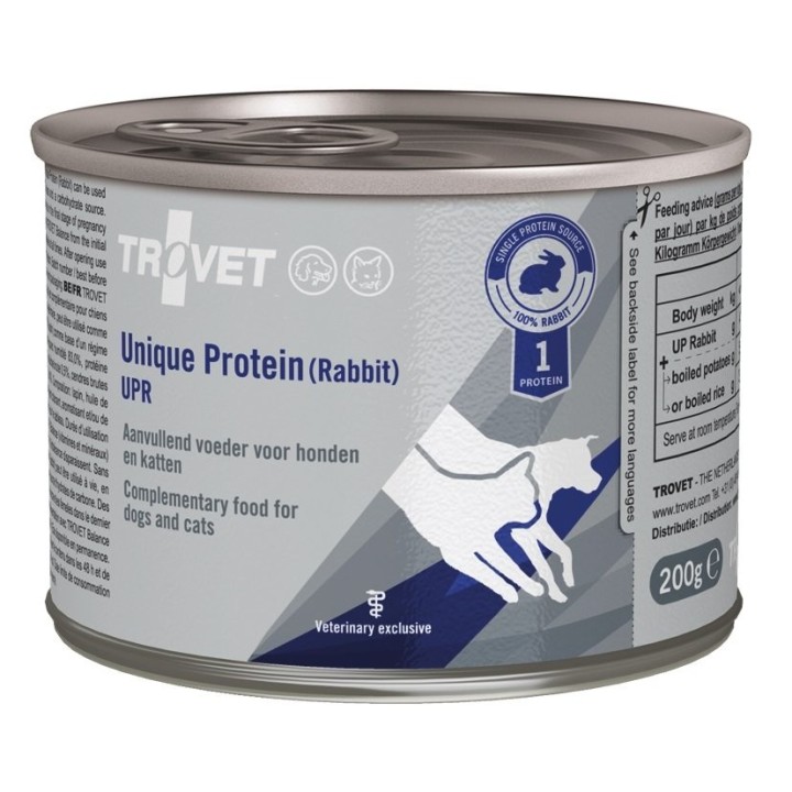 TROVET Unique Protein Rabbit UPR Nassfutter für Hunde und Katzen mit Kaninchen 12x200 g