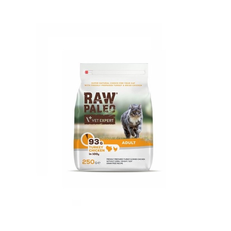 VETEXPERT Raw Paleo Adult Cat Turkey&amp,Chicken für ausgewachsene Katzen Pute, Huhn 250 g