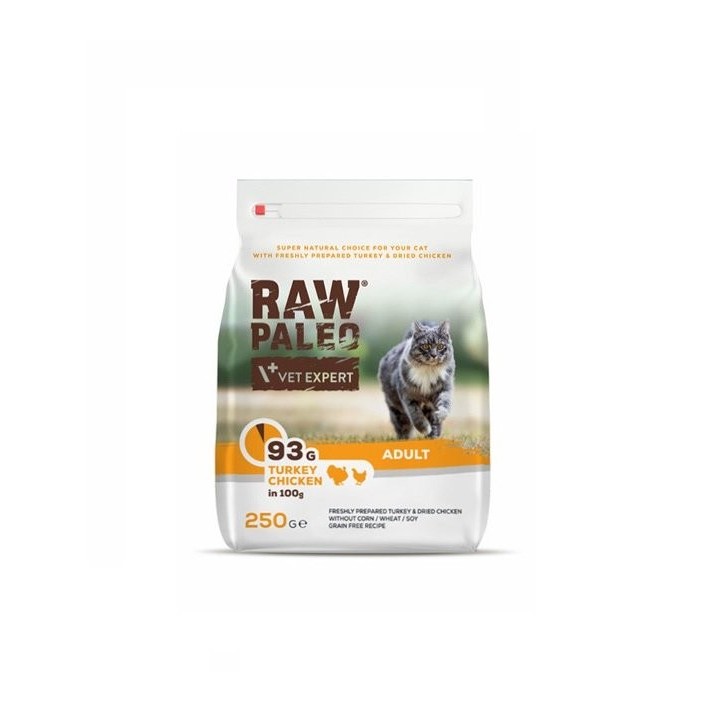 VETEXPERT Raw Paleo Adult Cat Turkey&amp,Chicken für ausgewachsene Katzen Pute, Huhn 250 g