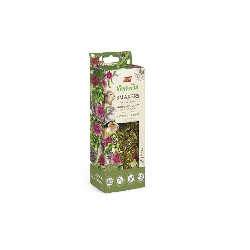 VITAPOL Leckerli mit Brokkoli und Rosengeschmack für Nager und Kaninchen 90 g