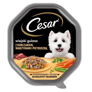 CESAR 150 g Vollwertiges Nassfutter in Sauce für ausgewachsene Hunde mit Huhn, Gemüse und Petersilien