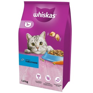 WHISKAS Adult 1,4 kg: Trockenvollnahrung für adulte Katzen mit leckerem Thunfisch