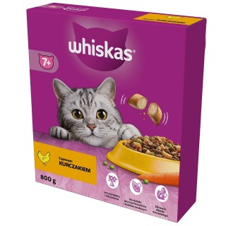 WHISKAS Senior 800g: Trockenfutter mit Huhn für ältere Katzen