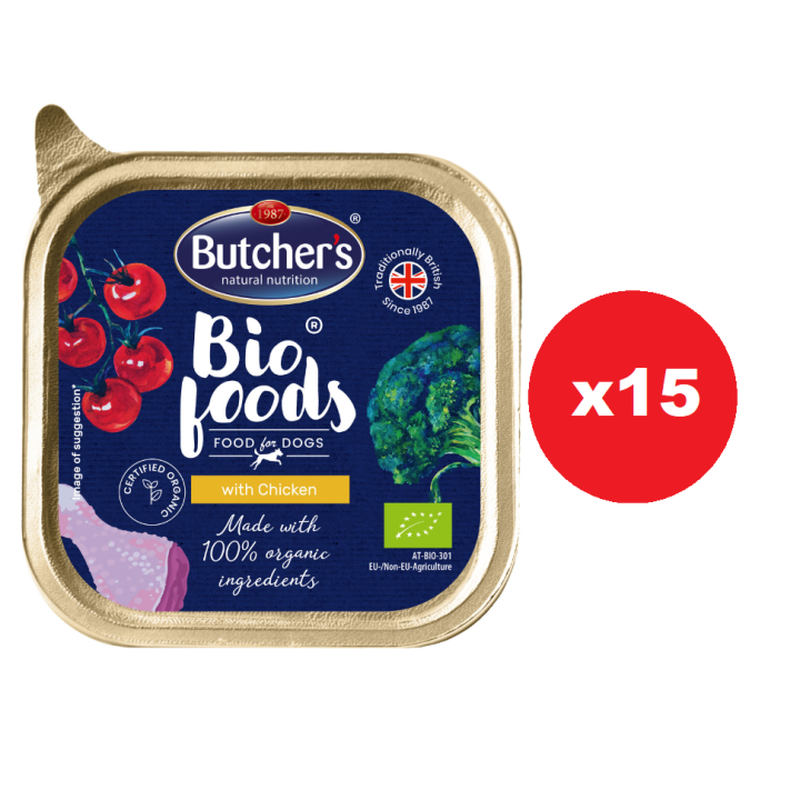 BUTCHER'S BIO foods Hühnerpastete für Hunde 15x150 g