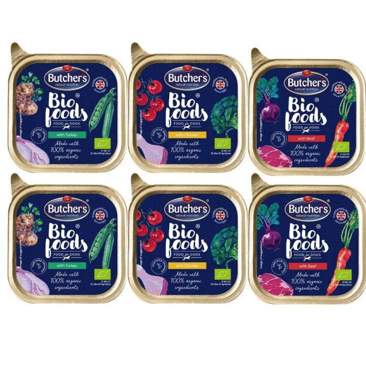 BUTCHER'S BIO foods Mix: Putenpastete, Rindpastete, Hühnerpastete 6x150g