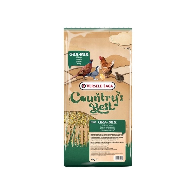 VERSELE-LAGA Country's Best Gra-Mix Ardennes 4kg Mischung für Ziergeflügel mit geschrotetem Mais, Sonnenblumenkernen und Erbs