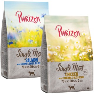 Probiermix Purizon 2 x 400 g  - Single Meat Mix: Huhn Kamillenblüten & Lachs mit Kornblumenblüten