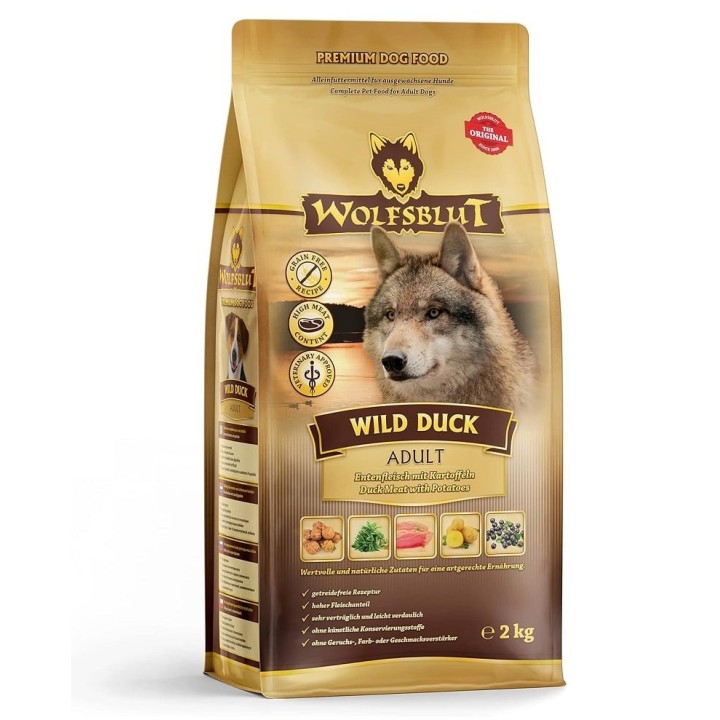 WOLFSBLUT Wild Duck Adult Hundetrockenfutter mit Ente und Kartoffeln 12,5 kg