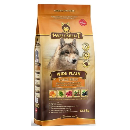 WOLFSBLUT Wide Plain Large Breed Adult Trockenfutter für allergische Hunde großer Rassen mit Pferdefleisch und Süßkartoffeln