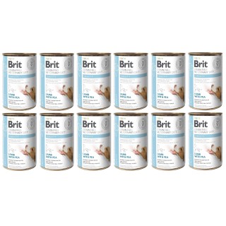 BRIT Veterinary Diet Obesity Lamb&amp,Pea Fettleibigkeitsfutter für Hunde 12x400 g