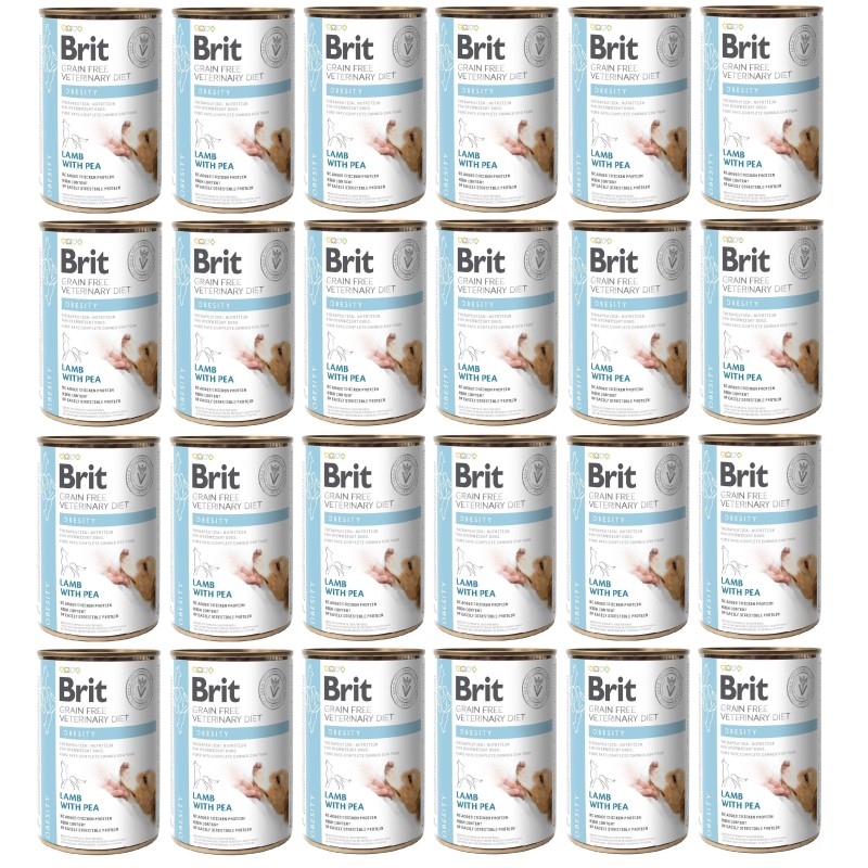 BRIT Veterinary Diet Obesity Lamb&amp,Pea Fettleibigkeitsfutter für Hunde 24x400g