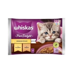 WHISKAS Junior Beutel 4x85g Nassfutter in Gelee mit Huhn, Truthahn für Kätzchen
