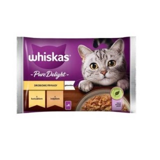 WHISKAS Adult 4x85g: Nassfutter für adulte Katzen mit Huhn und Truthahn in Gelee