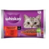WHISKAS Adult Classic Meals 4x85g: Nassfutter für adulte Katzen mit Rindfleisch und Huhn in Sauce.