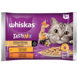 WHISKAS Adult Creamy Variations 4x85g: Nassfutter für adulte Katzen mit Huhn und Gemüse, Lamm und Pute in Sauce