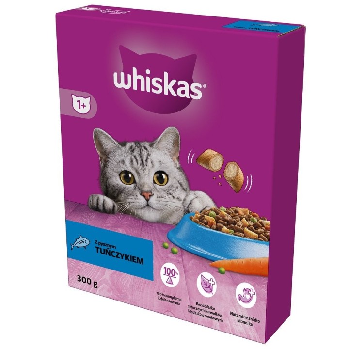 WHISKAS Adult 300g: Trockenfutter für adulte Katzen mit leckerem Thunfisch