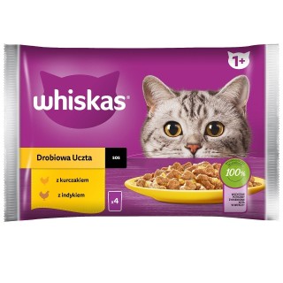 WHISKAS Adult 85g: Nassfutter für adulte Katzen mit Huhn und Truthahn in Sauce